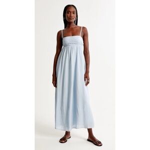 Abercrombie & Fitch Crinkle Textured Maxi Dress in Blue Large Petite NWT *flaw